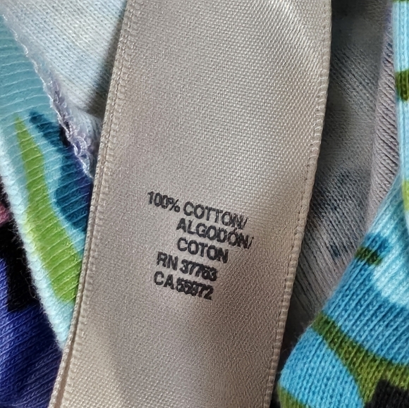 Rafaella Floral Oversized Collar 100% Cotton Pull Over Top Blue Pink Size M - Picture 7 of 7